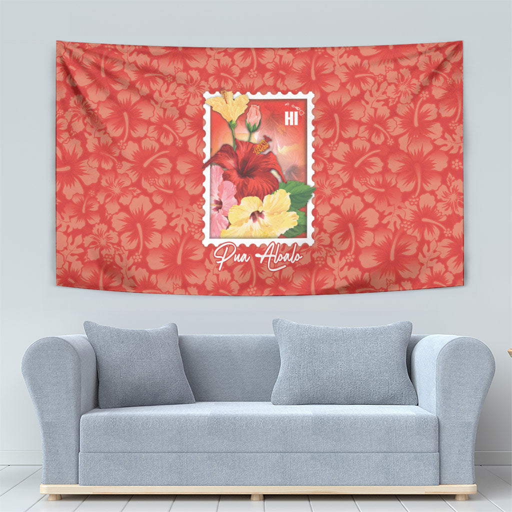 Aloha Hawaii Pua Aloalo Tapestry Hawaiian Hibiscus Flowers Stylized Stamp LT14 - Polynesian Pride