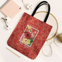 Aloha Hawaii Pua Aloalo Tote Bag Hawaiian Hibiscus Flowers Stylized Stamp LT14 Black Strap One Size Red - Polynesian Pride