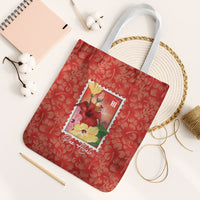 Aloha Hawaii Pua Aloalo Tote Bag Hawaiian Hibiscus Flowers Stylized Stamp LT14 White Strap One Size Red - Polynesian Pride