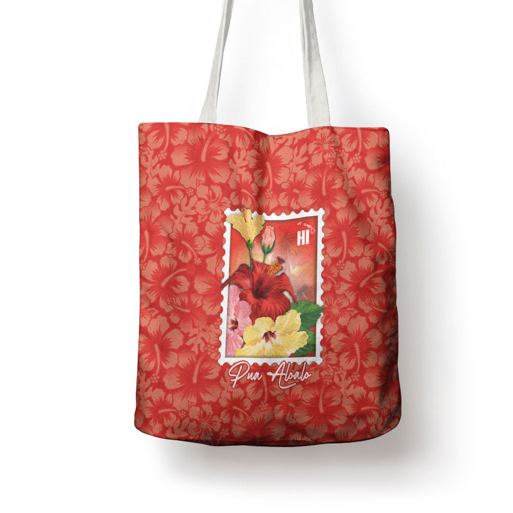 Aloha Hawaii Pua Aloalo Tote Bag Hawaiian Hibiscus Flowers Stylized Stamp LT14 - Polynesian Pride