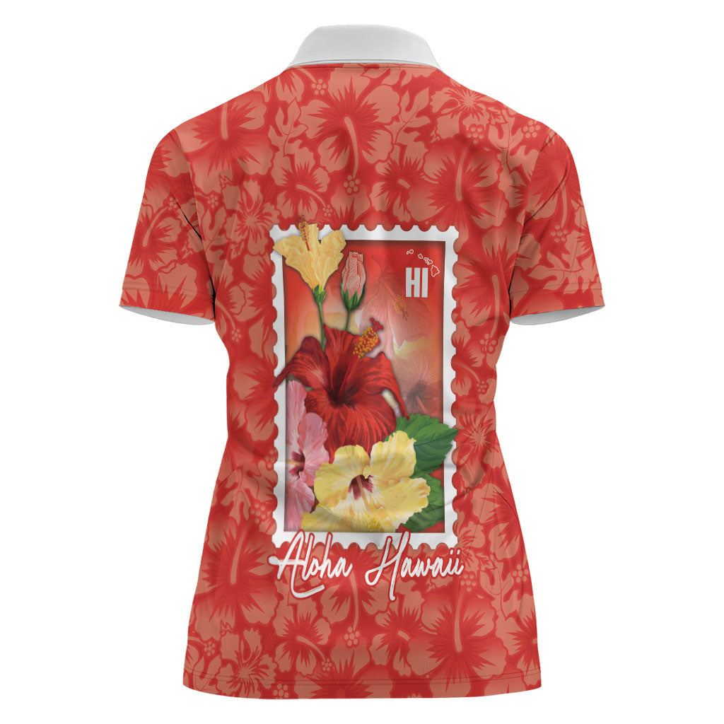 Aloha Hawaii Pua Aloalo Women Polo Shirt Hawaiian Hibiscus Flowers Stylized Stamp LT14 - Polynesian Pride