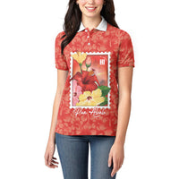 Aloha Hawaii Pua Aloalo Women Polo Shirt Hawaiian Hibiscus Flowers Stylized Stamp LT14 - Polynesian Pride