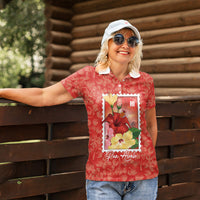 Aloha Hawaii Pua Aloalo Women Polo Shirt Hawaiian Hibiscus Flowers Stylized Stamp LT14 - Polynesian Pride