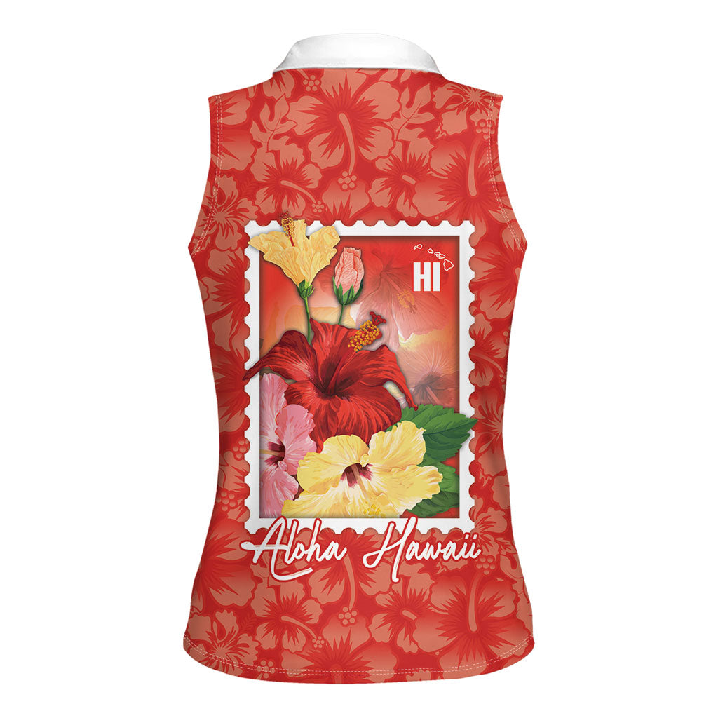 Aloha Hawaii Pua Aloalo Women Sleeveless Polo Shirt Hawaiian Hibiscus Flowers Stylized Stamp LT14 - Polynesian Pride