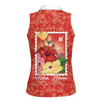 Aloha Hawaii Pua Aloalo Women Sleeveless Polo Shirt Hawaiian Hibiscus Flowers Stylized Stamp LT14 - Polynesian Pride