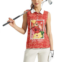 Aloha Hawaii Pua Aloalo Women Sleeveless Polo Shirt Hawaiian Hibiscus Flowers Stylized Stamp LT14 - Polynesian Pride