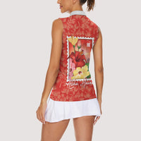 Aloha Hawaii Pua Aloalo Women Sleeveless Polo Shirt Hawaiian Hibiscus Flowers Stylized Stamp LT14 - Polynesian Pride