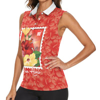 Aloha Hawaii Pua Aloalo Women Sleeveless Polo Shirt Hawaiian Hibiscus Flowers Stylized Stamp LT14 - Polynesian Pride