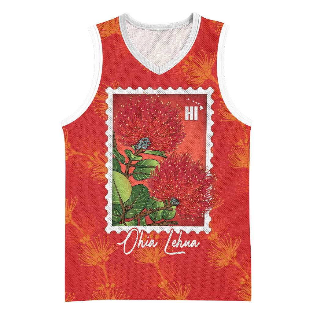 Aloha Hawaii Ohia Lehua Basketball Jersey Hawaiian Lei Stylized Stamp