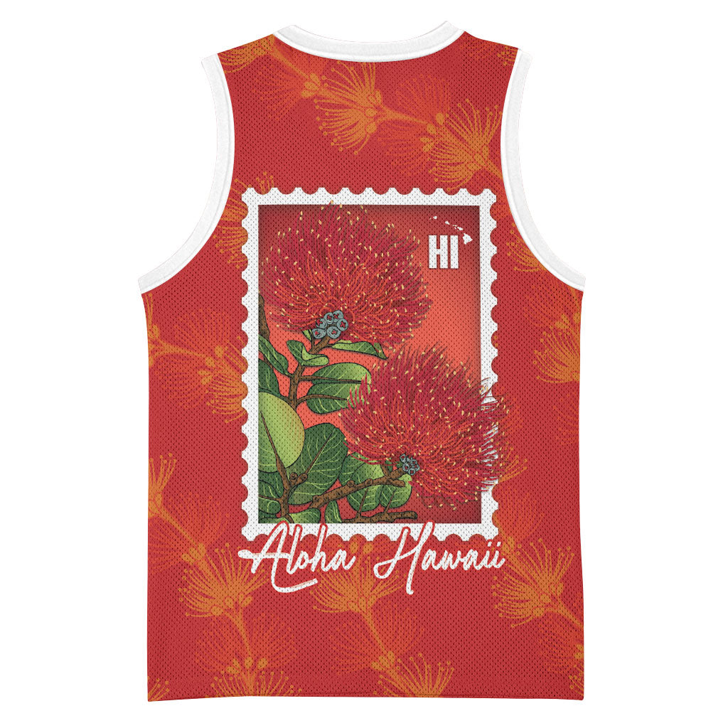 Aloha Hawaii Ohia Lehua Basketball Jersey Hawaiian Lei Stylized Stamp LT14 - Polynesian Pride