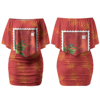 Aloha Hawaii Ohia Lehua Couples Matching Off Shoulder Short Dress and Hawaiian Shirt Hawaiian Lei Stylized Stamp LT14 - Polynesian Pride