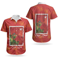 Aloha Hawaii Ohia Lehua Couples Matching Off Shoulder Short Dress and Hawaiian Shirt Hawaiian Lei Stylized Stamp LT14 - Polynesian Pride
