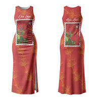 Aloha Hawaii Ohia Lehua Couples Matching Tank Maxi Dress and Hawaiian Shirt Hawaiian Lei Stylized Stamp LT14 - Polynesian Pride