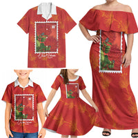Aloha Hawaii Ohia Lehua Family Matching Off Shoulder Maxi Dress and Hawaiian Shirt Hawaiian Lei Stylized Stamp LT14 - Polynesian Pride