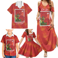 Aloha Hawaii Ohia Lehua Family Matching Summer Maxi Dress and Hawaiian Shirt Hawaiian Lei Stylized Stamp LT14 - Polynesian Pride