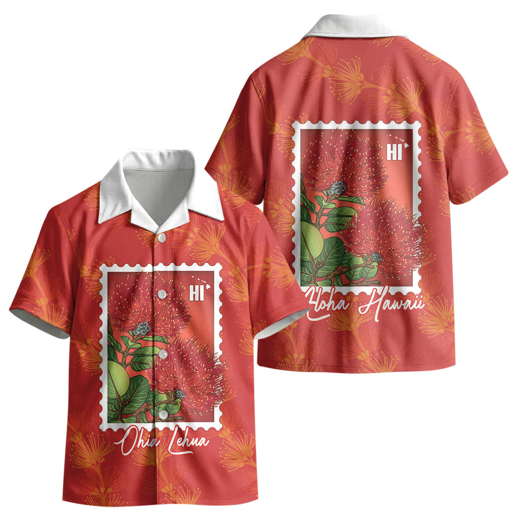 Aloha Hawaii Ohia Lehua Kid Hawaiian Shirt Hawaiian Lei Stylized Stamp LT14 - Polynesian Pride