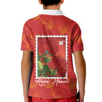 Aloha Hawaii Ohia Lehua Kid Polo Shirt Hawaiian Lei Stylized Stamp LT14 - Polynesian Pride
