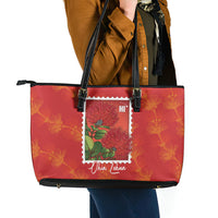Aloha Hawaii Ohia Lehua Leather Tote Bag Hawaiian Lei Stylized Stamp LT14 - Polynesian Pride