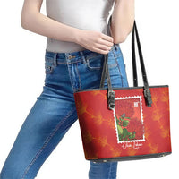 Aloha Hawaii Ohia Lehua Leather Tote Bag Hawaiian Lei Stylized Stamp LT14 - Polynesian Pride