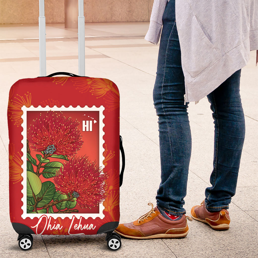 Aloha Hawaii Ohia Lehua Luggage Cover Hawaiian Lei Stylized Stamp LT14 Red - Polynesian Pride