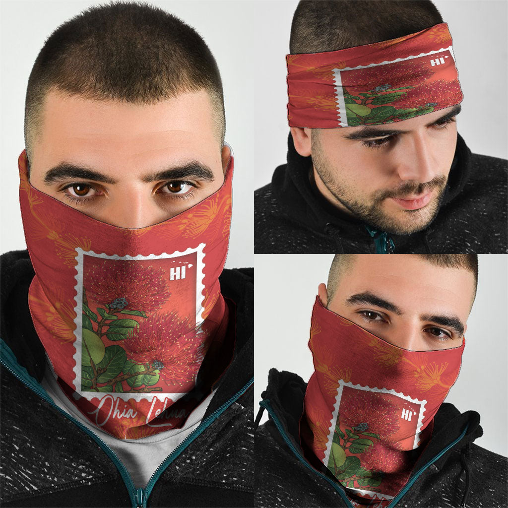 Aloha Hawaii Ohia Lehua Neck Gaiter Hawaiian Lei Stylized Stamp LT14 - Polynesian Pride