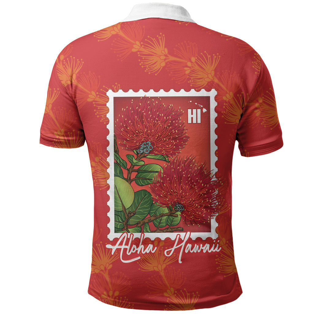 Aloha Hawaii Ohia Lehua Polo Shirt Hawaiian Lei Stylized Stamp LT14 - Polynesian Pride