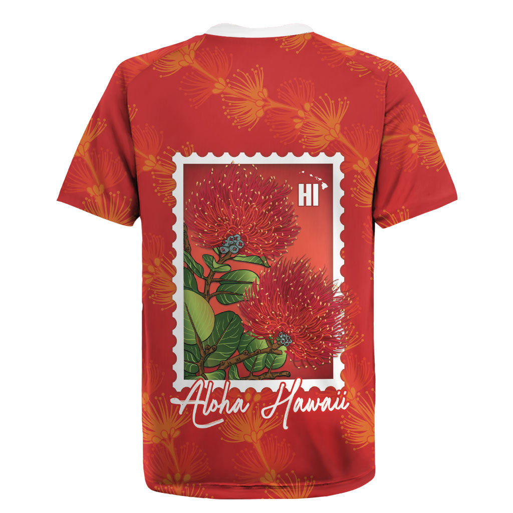Aloha Hawaii Ohia Lehua Rugby Jersey Hawaiian Lei Stylized Stamp LT14 - Polynesian Pride
