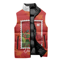 Aloha Hawaii Ohia Lehua Sleeveless Puffer Jacket Hawaiian Lei Stylized Stamp LT14 - Polynesian Pride