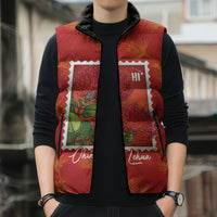 Aloha Hawaii Ohia Lehua Sleeveless Puffer Jacket Hawaiian Lei Stylized Stamp LT14 - Polynesian Pride