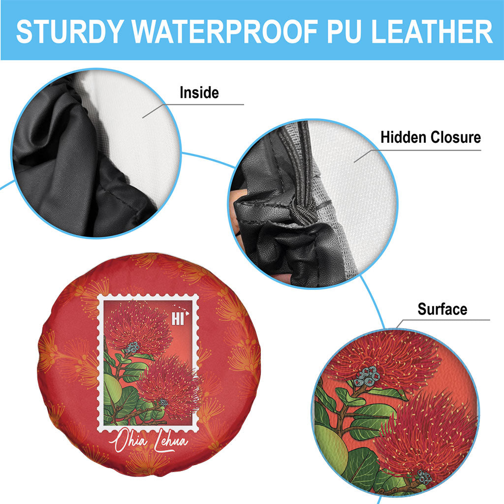 Aloha Hawaii Ohia Lehua Spare Tire Cover Hawaiian Lei Stylized Stamp LT14 - Polynesian Pride