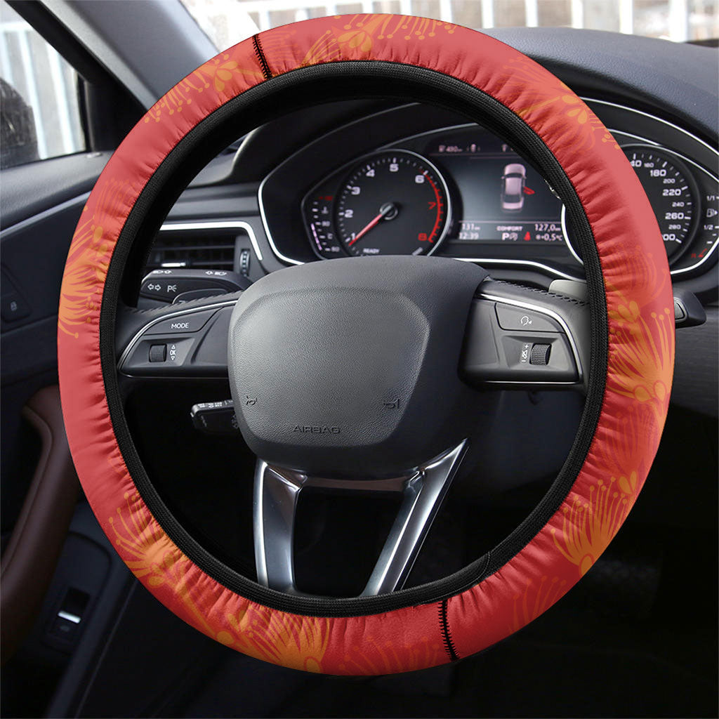Aloha Hawaii Ohia Lehua Steering Wheel Cover Hawaiian Lei Stylized Stamp LT14 - Polynesian Pride