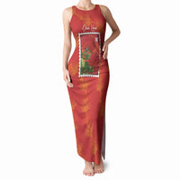 Aloha Hawaii Ohia Lehua Tank Maxi Dress Hawaiian Lei Stylized Stamp LT14 Women Red - Polynesian Pride