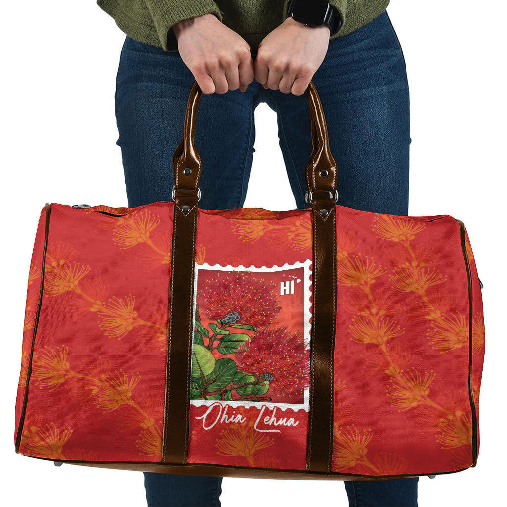 Aloha Hawaii Ohia Lehua Travel Bag Hawaiian Lei Stylized Stamp LT14 Red - Polynesian Pride