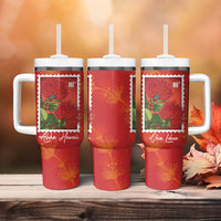 Aloha Hawaii Ohia Lehua Tumbler With Handle Hawaiian Lei Stylized Stamp LT14 - Polynesian Pride