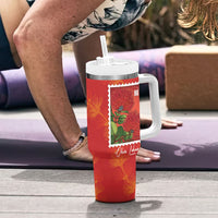 Aloha Hawaii Ohia Lehua Tumbler With Handle Hawaiian Lei Stylized Stamp LT14 - Polynesian Pride