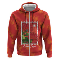 Aloha Hawaii Ohia Lehua Zip Hoodie Hawaiian Lei Stylized Stamp LT14 Zip Hoodie Red - Polynesian Pride