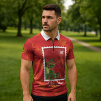 Aloha Hawaii Ohia Lehua Zipper Polo Shirt Hawaiian Lei Stylized Stamp LT14 - Polynesian Pride