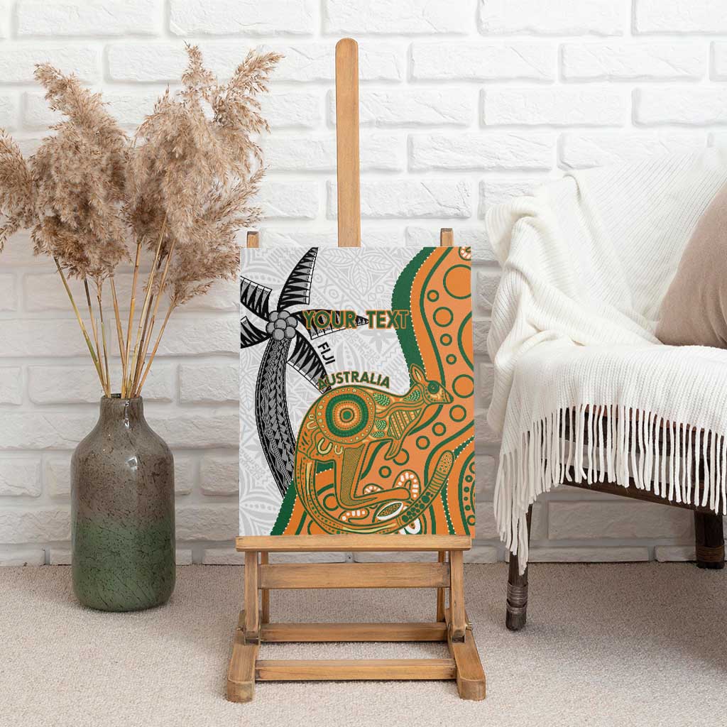 Custom Fiji And Australia Rugby Canvas Wall Art Fijian Palm Tree Mix Aussie Kangaroo