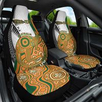 Custom Fiji And Australia Rugby Car Seat Cover Fijian Palm Tree Mix Aussie Kangaroo LT14 One Size Gold - Polynesian Pride