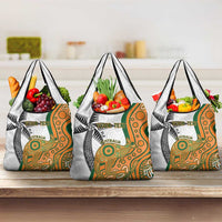 Custom Fiji And Australia Rugby Grocery Bag Fijian Palm Tree Mix Aussie Kangaroo LT14 3-pack One Size Gold - Polynesian Pride