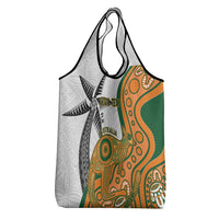 Custom Fiji And Australia Rugby Grocery Bag Fijian Palm Tree Mix Aussie Kangaroo LT14 - Polynesian Pride