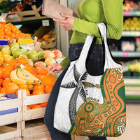 Custom Fiji And Australia Rugby Grocery Bag Fijian Palm Tree Mix Aussie Kangaroo LT14 - Polynesian Pride