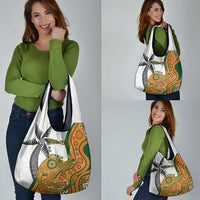 Custom Fiji And Australia Rugby Grocery Bag Fijian Palm Tree Mix Aussie Kangaroo LT14 - Polynesian Pride