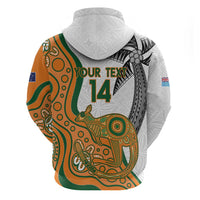 Custom Fiji And Australia Rugby Hoodie Fijian Palm Tree Mix Aussie Kangaroo