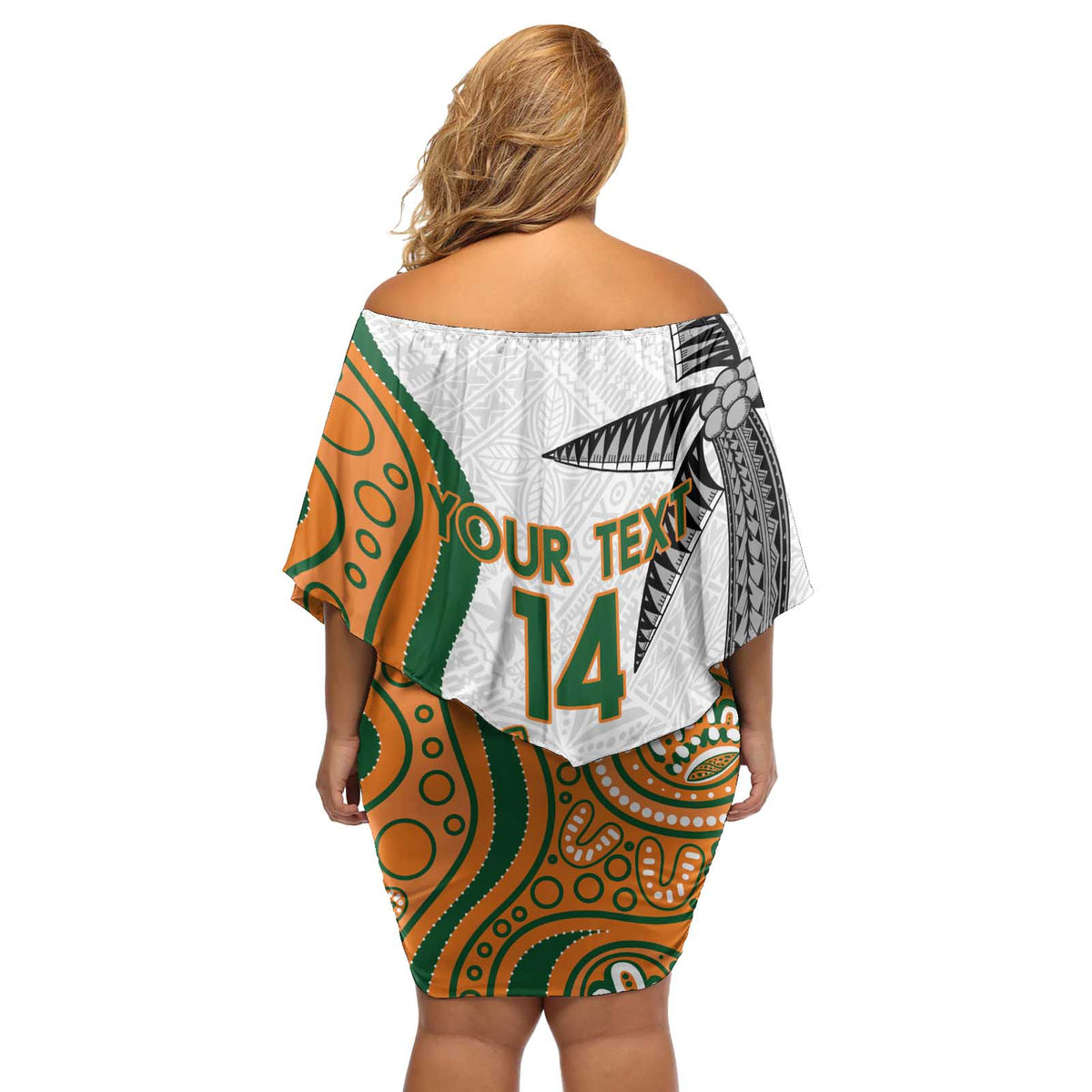 Custom Fiji And Australia Rugby Off Shoulder Short Dress Fijian Palm Tree Mix Aussie Kangaroo