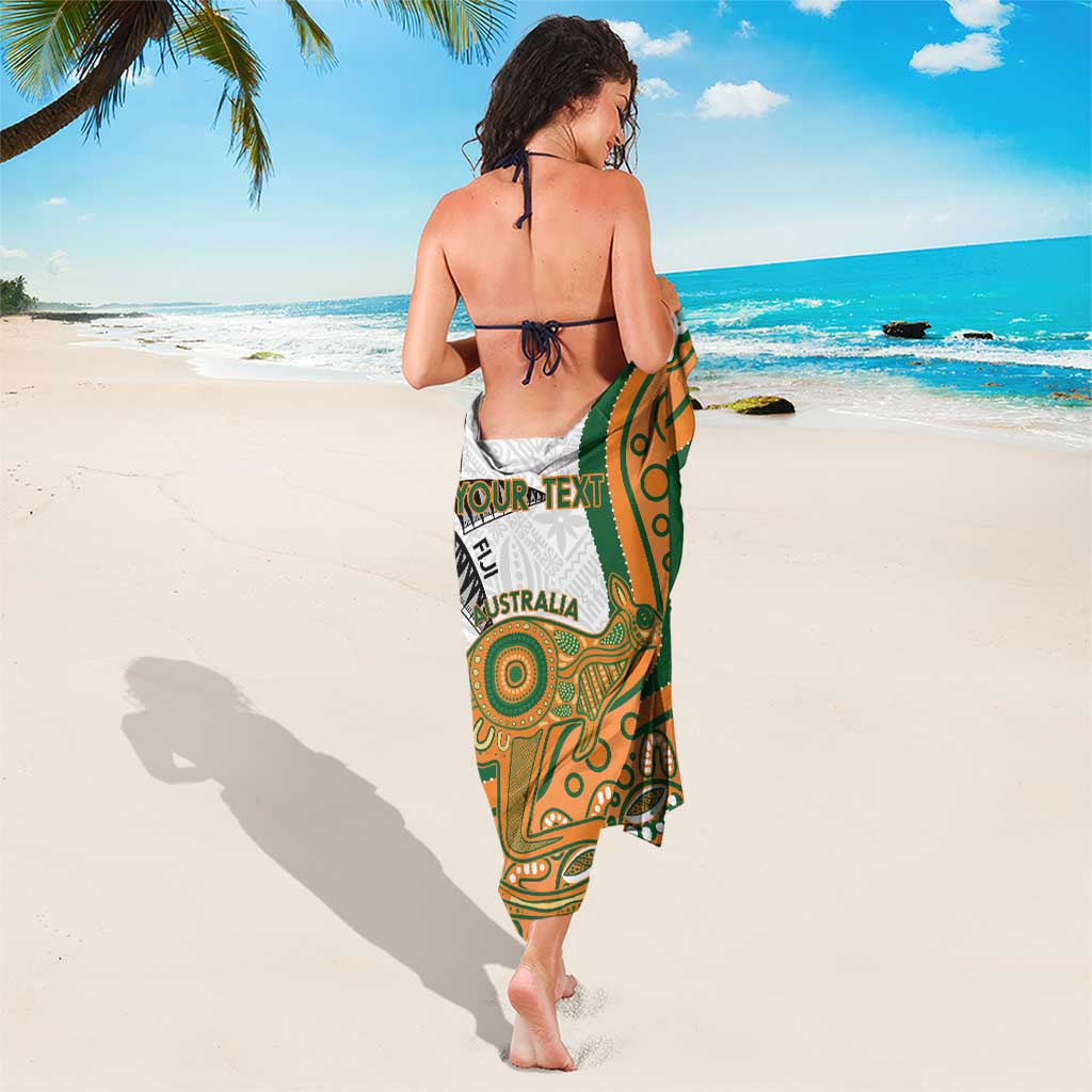 Custom Fiji And Australia Rugby Sarong Fijian Palm Tree Mix Aussie Kangaroo