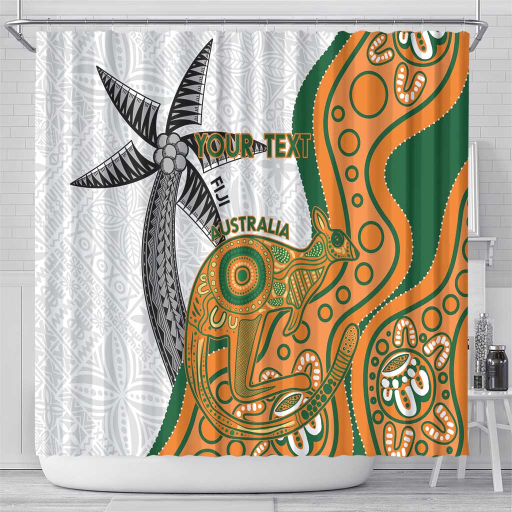 Custom Fiji And Australia Rugby Shower Curtain Fijian Palm Tree Mix Aussie Kangaroo