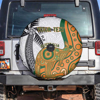 Custom Fiji And Australia Rugby Spare Tire Cover Fijian Palm Tree Mix Aussie Kangaroo LT14 Gold - Polynesian Pride