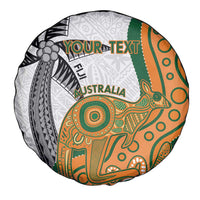 Custom Fiji And Australia Rugby Spare Tire Cover Fijian Palm Tree Mix Aussie Kangaroo LT14 - Polynesian Pride