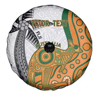 Custom Fiji And Australia Rugby Spare Tire Cover Fijian Palm Tree Mix Aussie Kangaroo LT14 - Polynesian Pride
